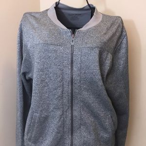 DKNY Jeans Silver Metallic Zippered Jacket Size M